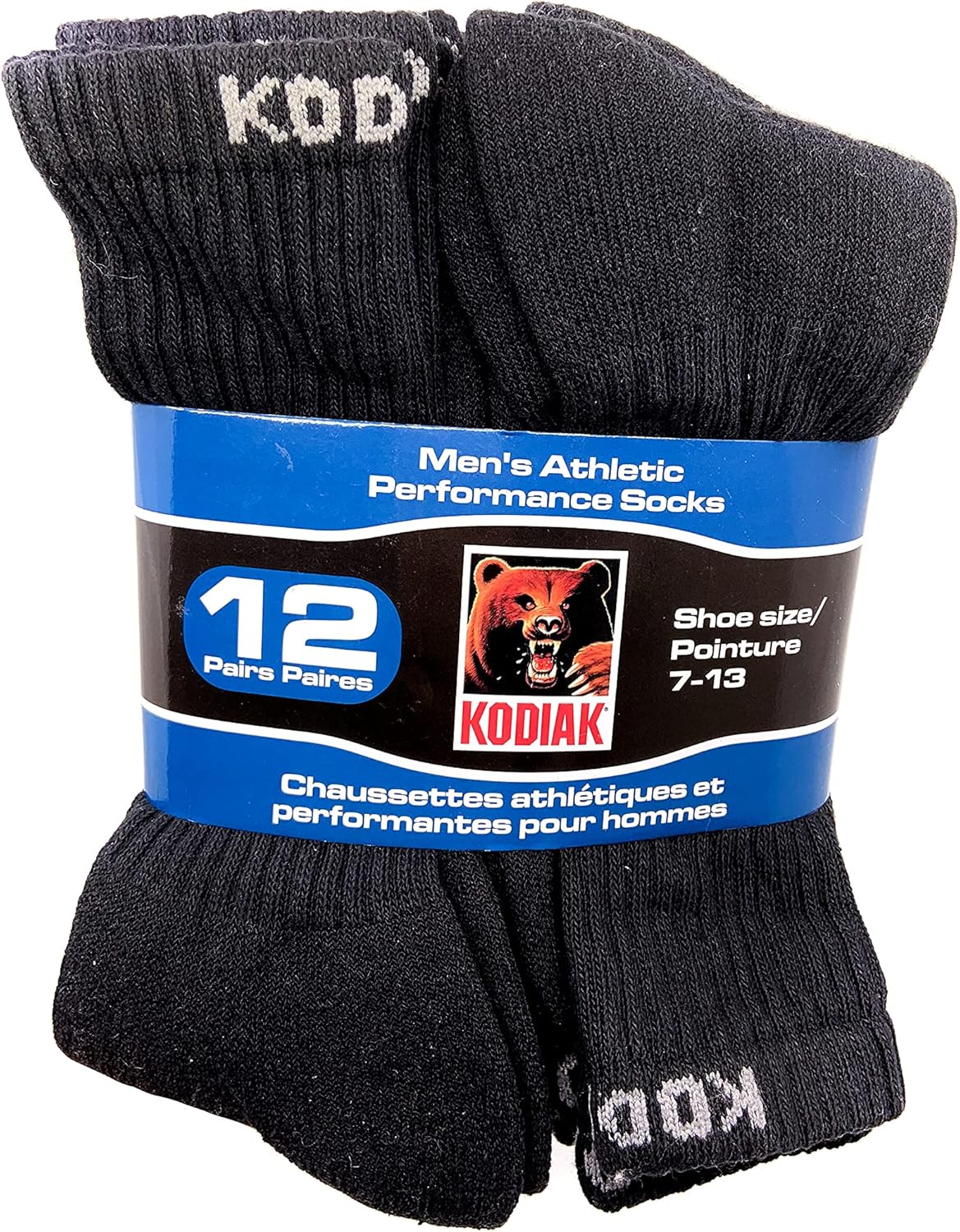 Kodiak Men's Athletic Performance Socks 12pk. Size 713 Black Amazon