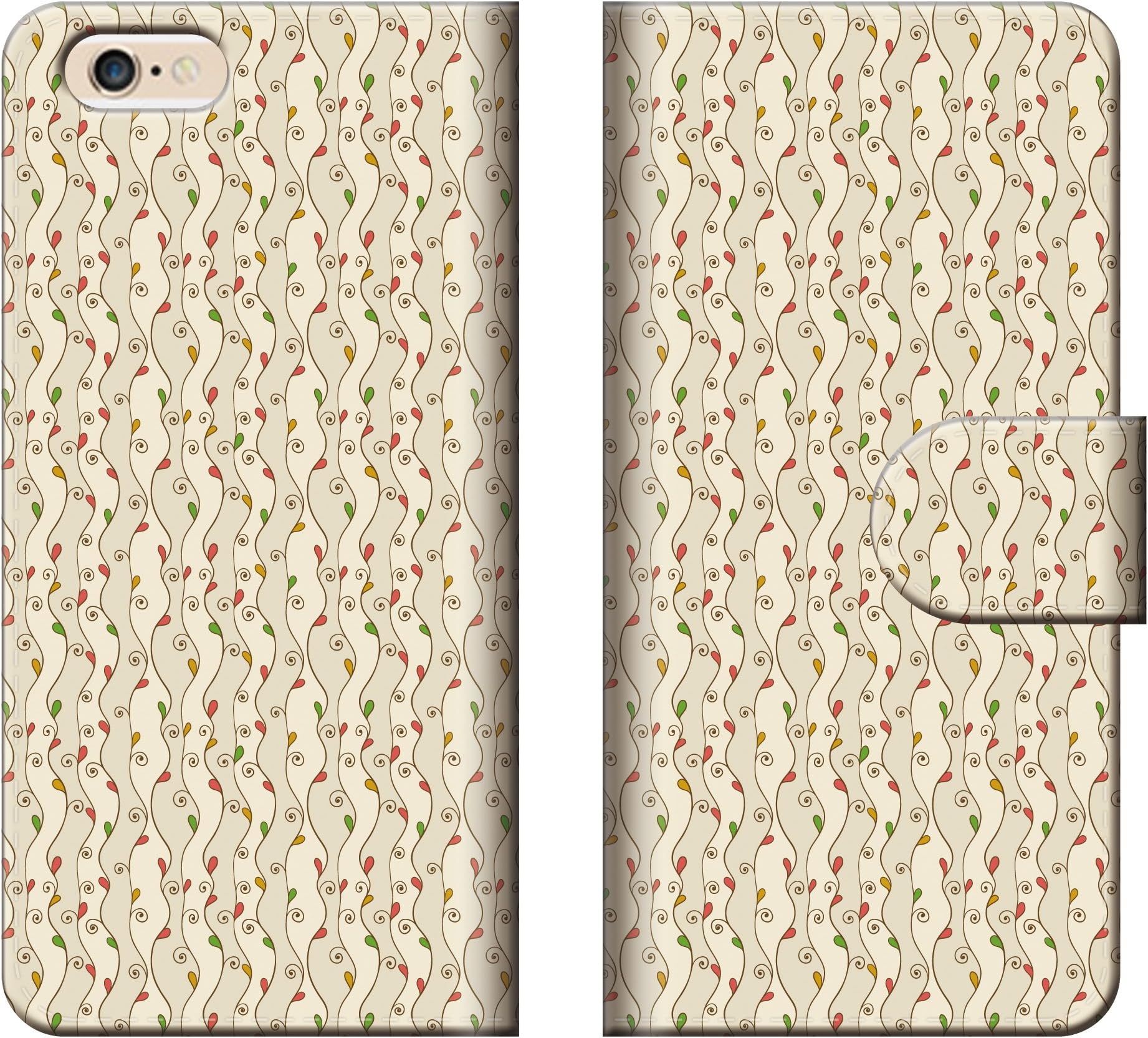 スマートフォンケース スマホケース 【 iPhone7plus / iPhone7s plus アイフォン 7/7s plus 専用 】 総柄 アート 個性的 模様 ベージュ オフホワイト カラフル 独特 スケッチ 系 手帳型 ケース ブック型 二つ折り レザー 手帳カバー 手帳タイプ ダイアリー 機種 対応 人気 お洒落