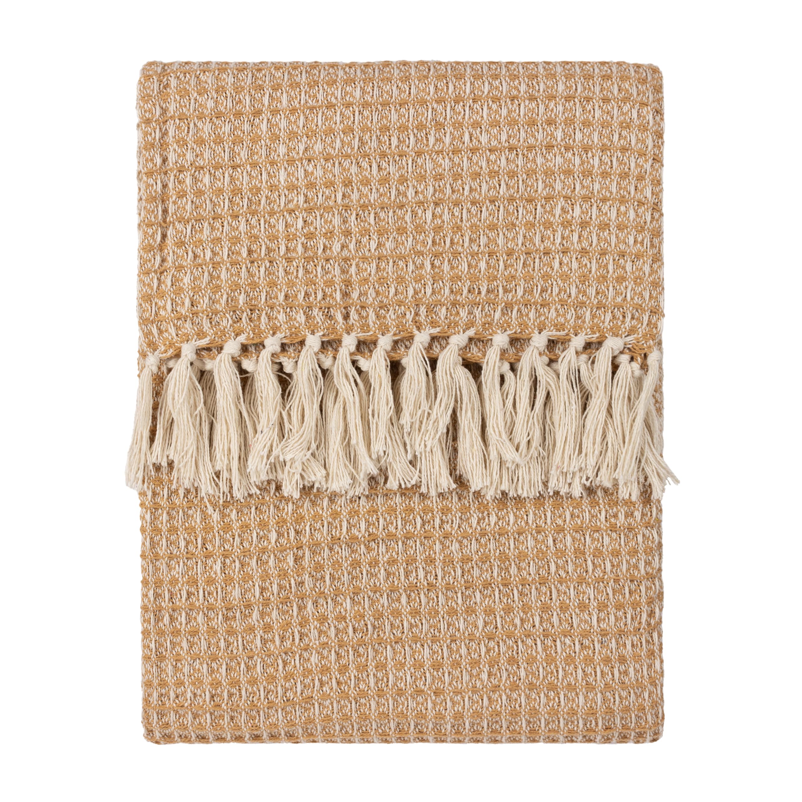Lorne Waffle Cotton Throw - Yellow - 150cm x 200cm