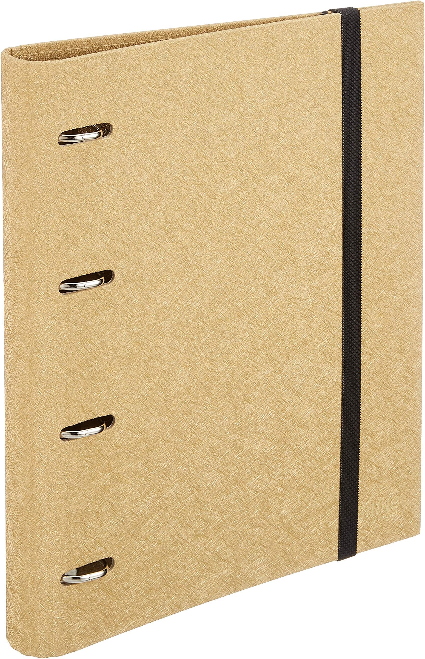 carchivo 12170427 – Ring Binder with 4 Rings and Rubber, A4, Colour Gold