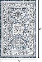 Vista 2 de Unique Loom Outdoor Aztec Collection Alfombra de área, Chalca (3 pies 3 pulgadas x 5 pies 3 pulgadas, rectangular, azul/marfil)