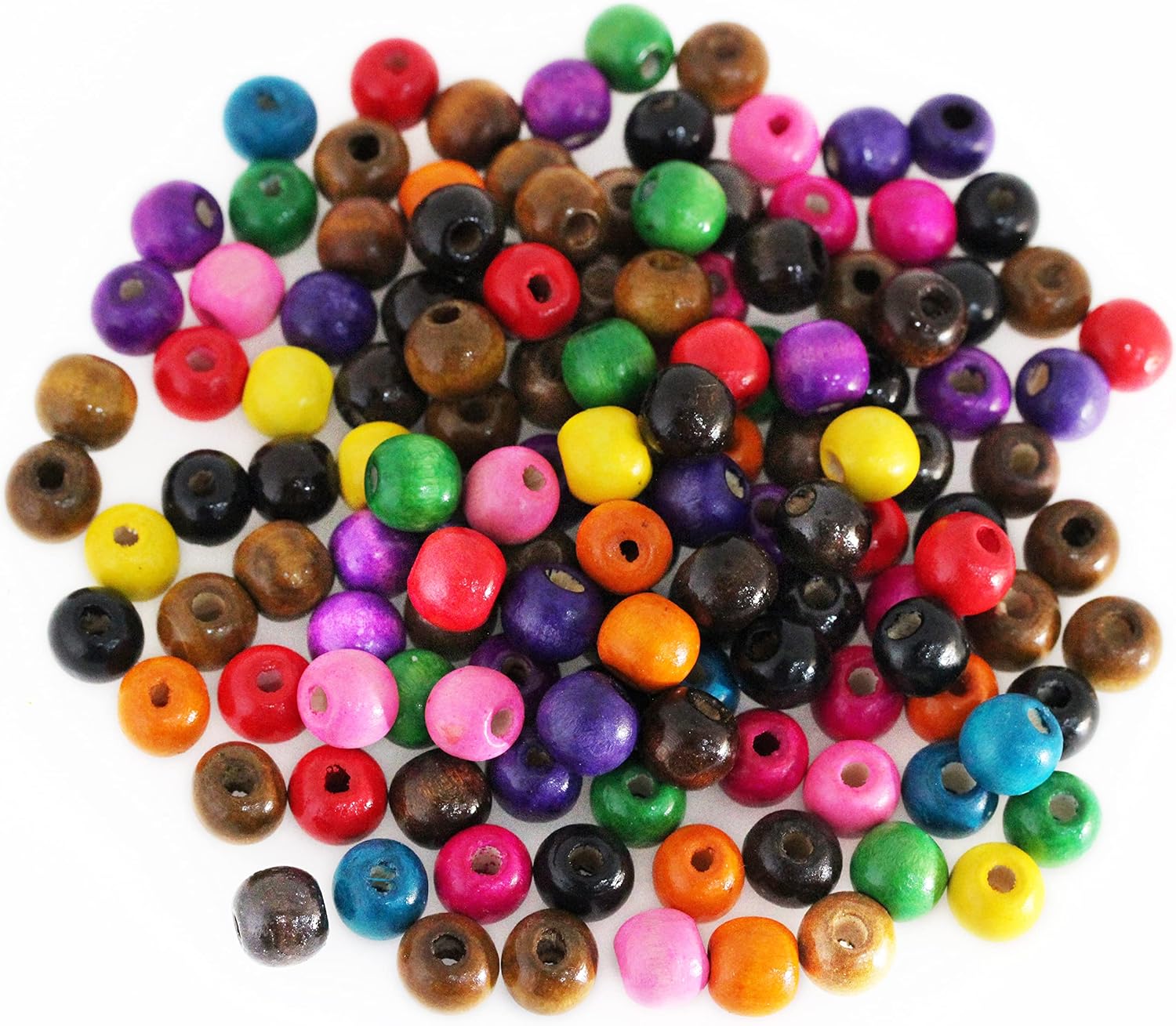 400Pcs Large Hole Wood Beads, BetterJonny Assorted Color