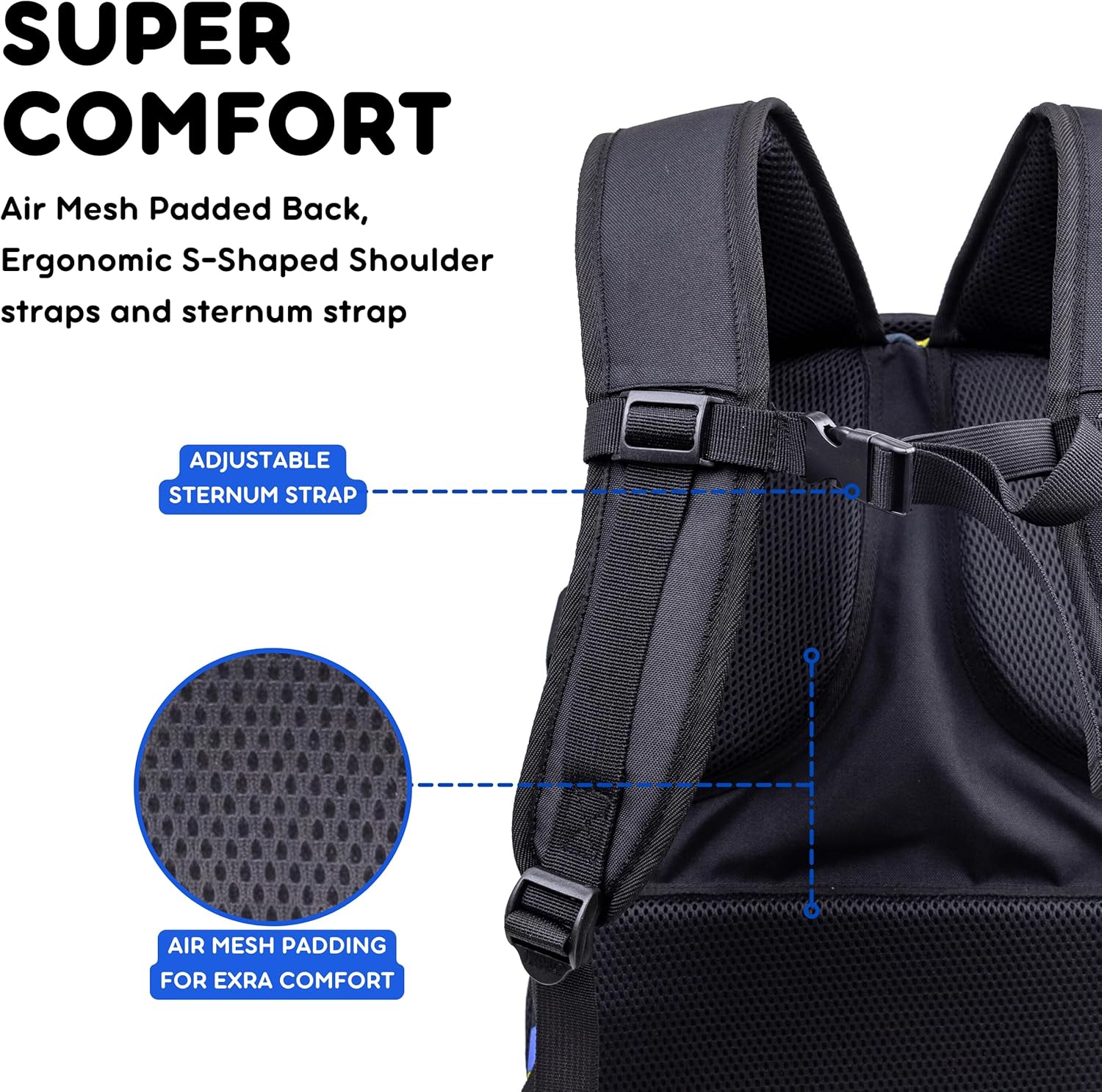 J World New York Atom Laptop Backpack – Ergonomic Backpack for School with Air Mesh Padded Shoulder Straps – 600D Polyester Work Backpack for Men and Women – Stylish Design (CAMO)