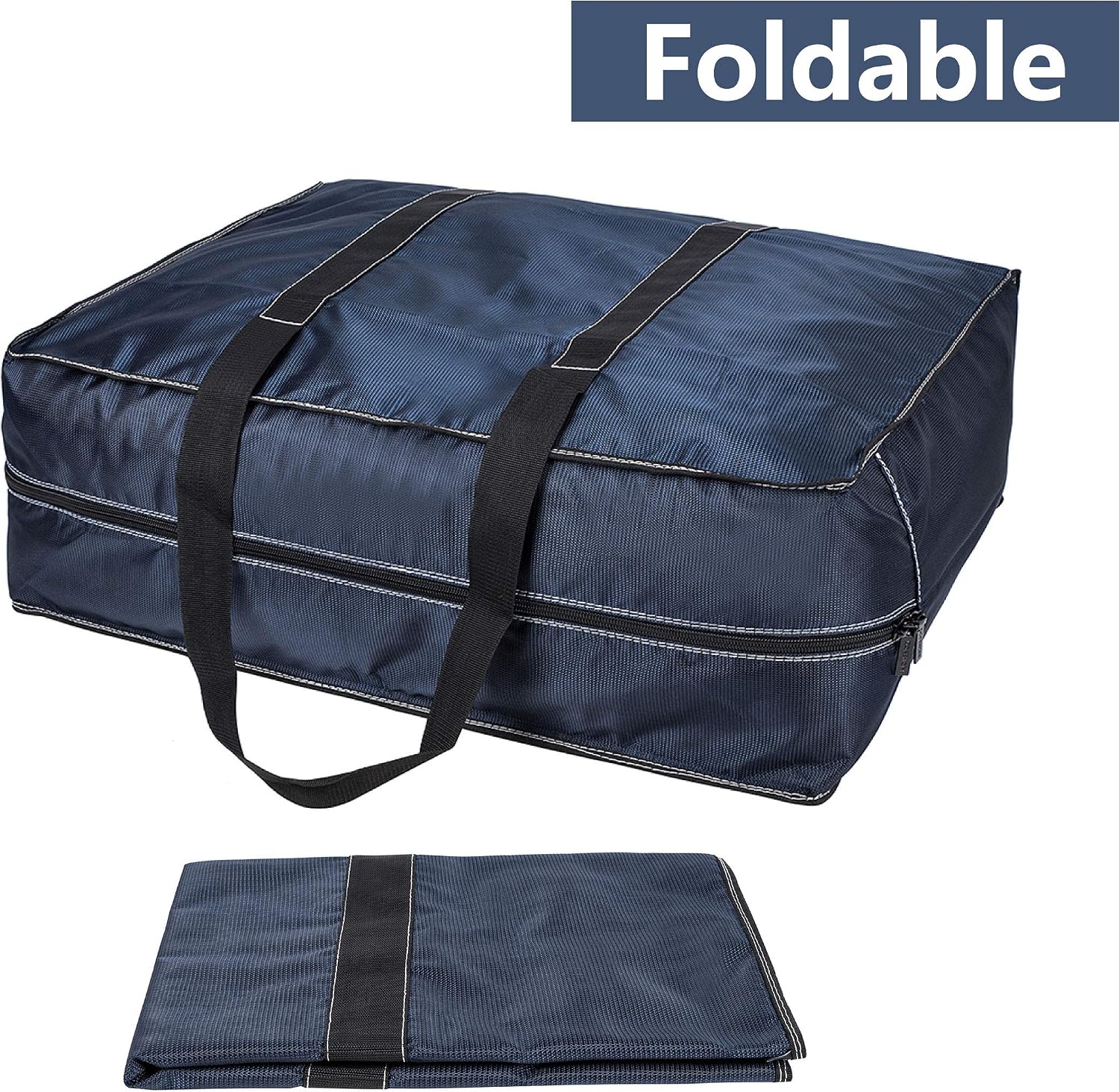 DOKEHOM 130L Thickened X-Large Underbed Clothes Storage Bag with Zip, Moisture proof (Dark Blue, XL)