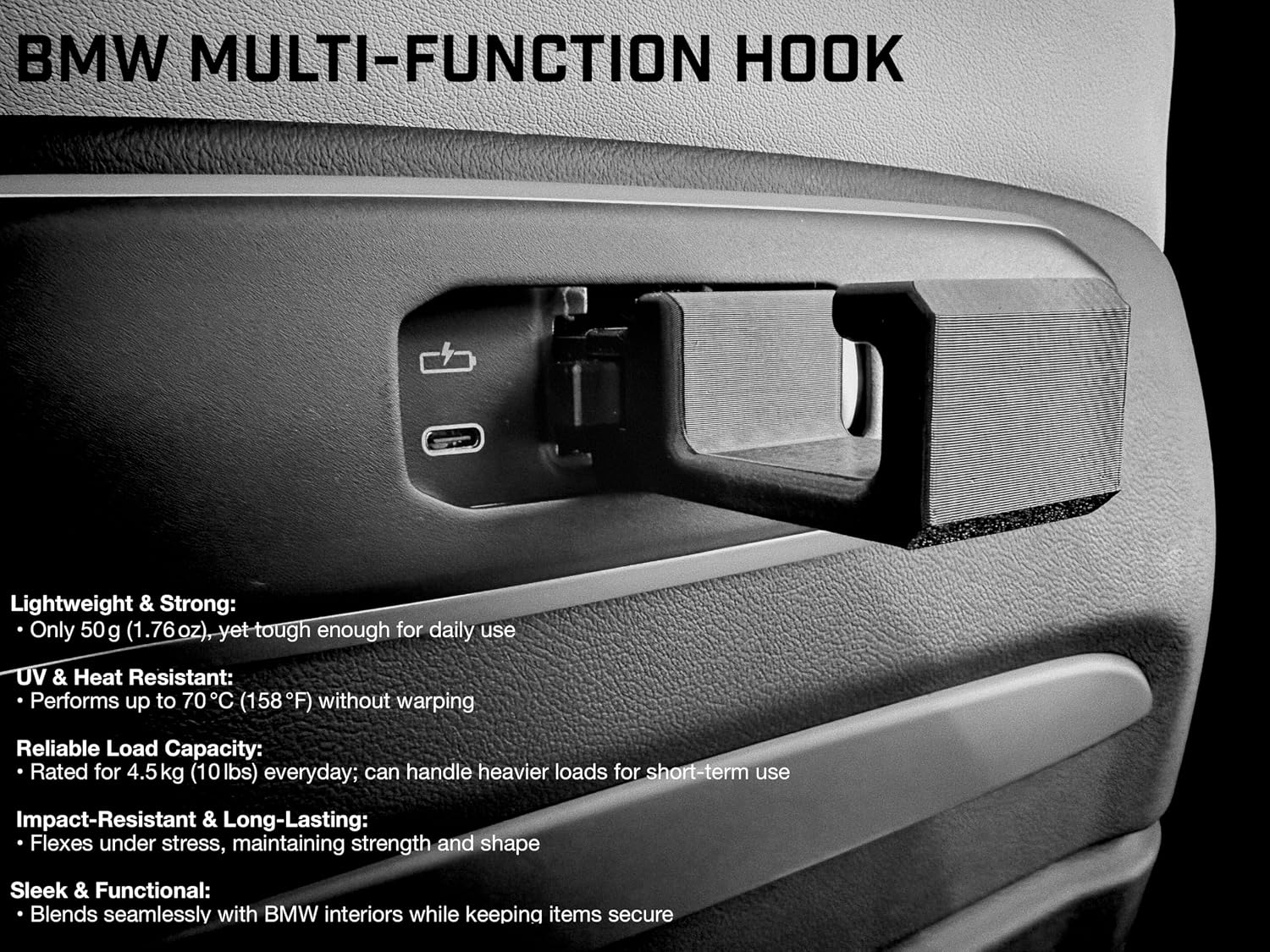 Multi-Function Hook for BMW Travel and Comfort System by Proto Print Garage | Compatible with BMW Travel and Comfort System, Replacement for Part # 51-95-2-449-253