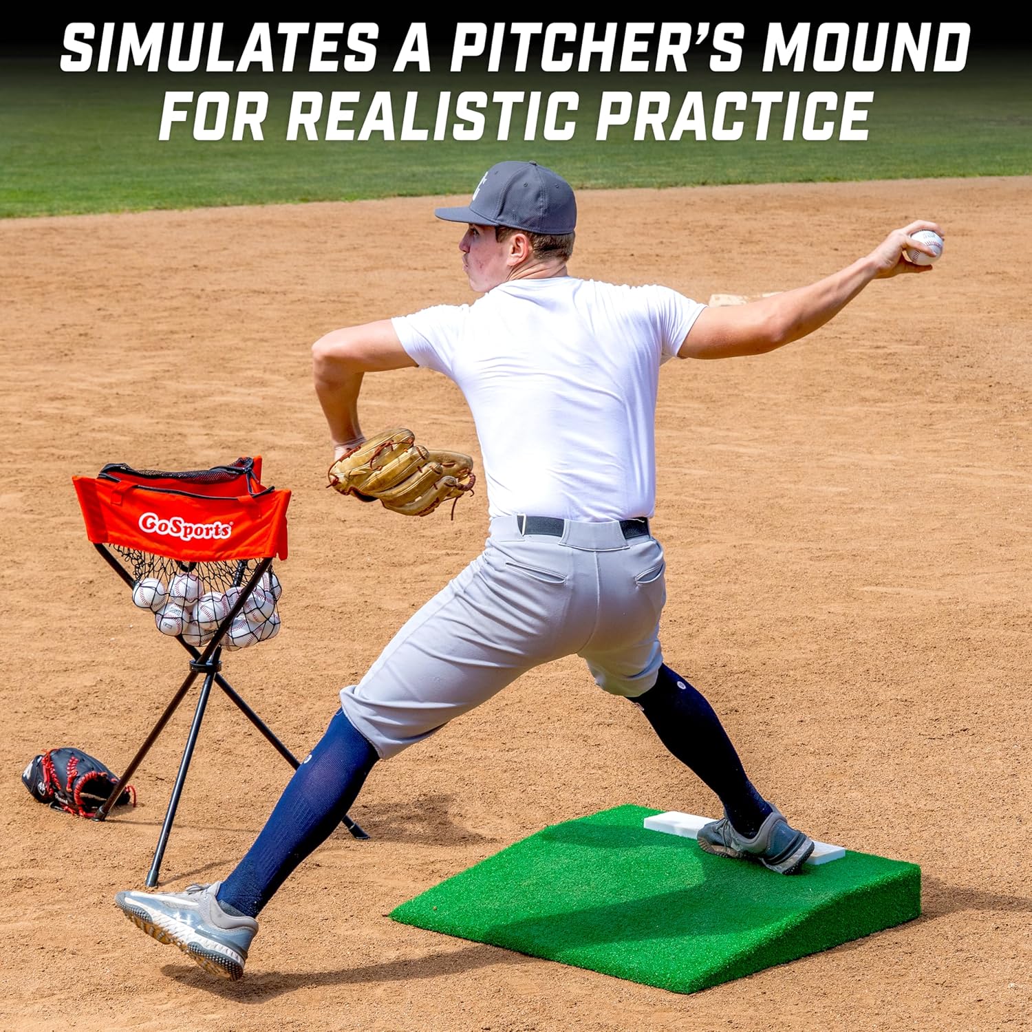 GoSports Portable Pitching Mound for Baseball Pitchers - 30 x 30 x 4 Inch