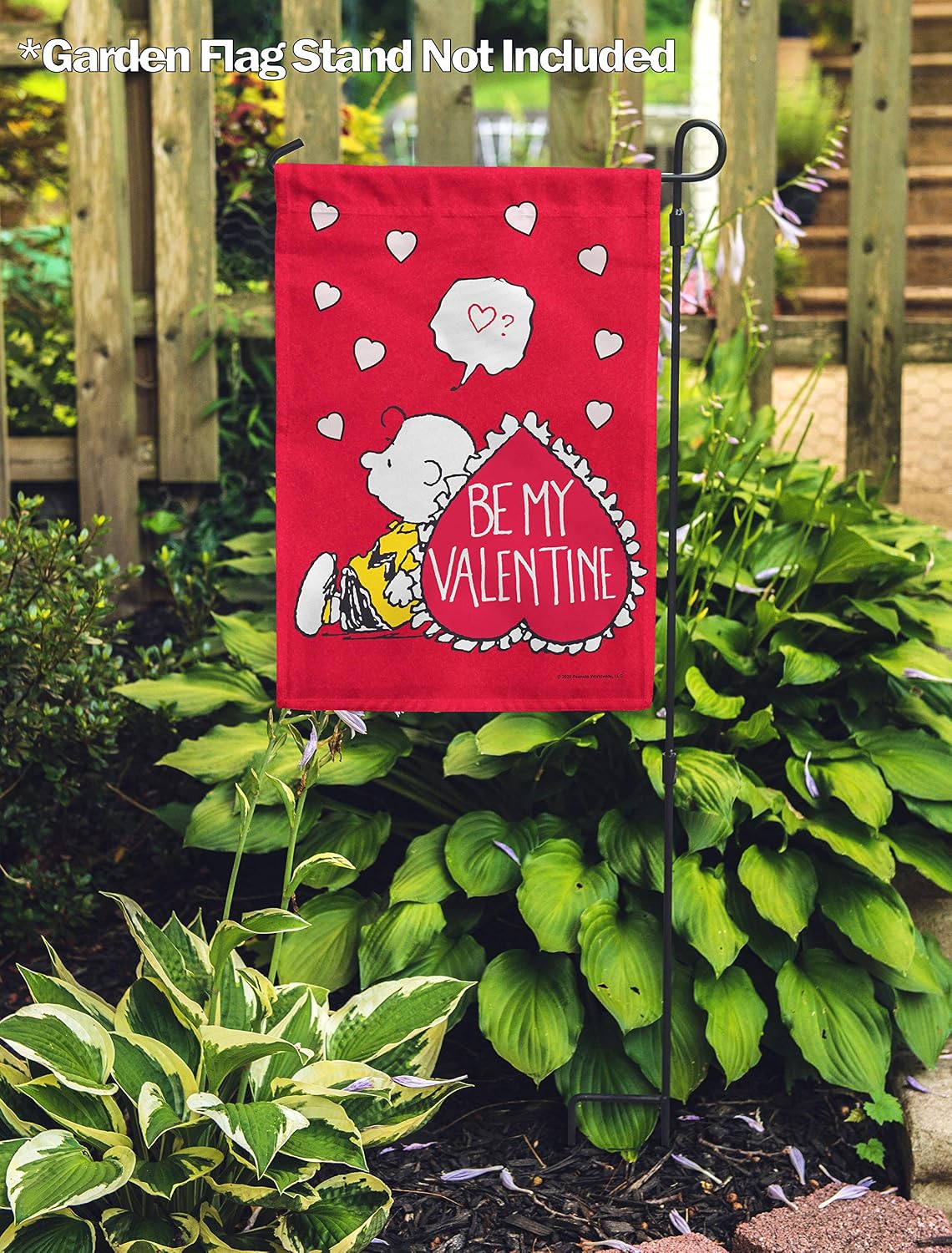 Flagology, PEANUTS Be My Valentine Charlie Brown Garden Flag, 12" x 18", Red, Officially Licensed PEANUTS, Valentine's Day