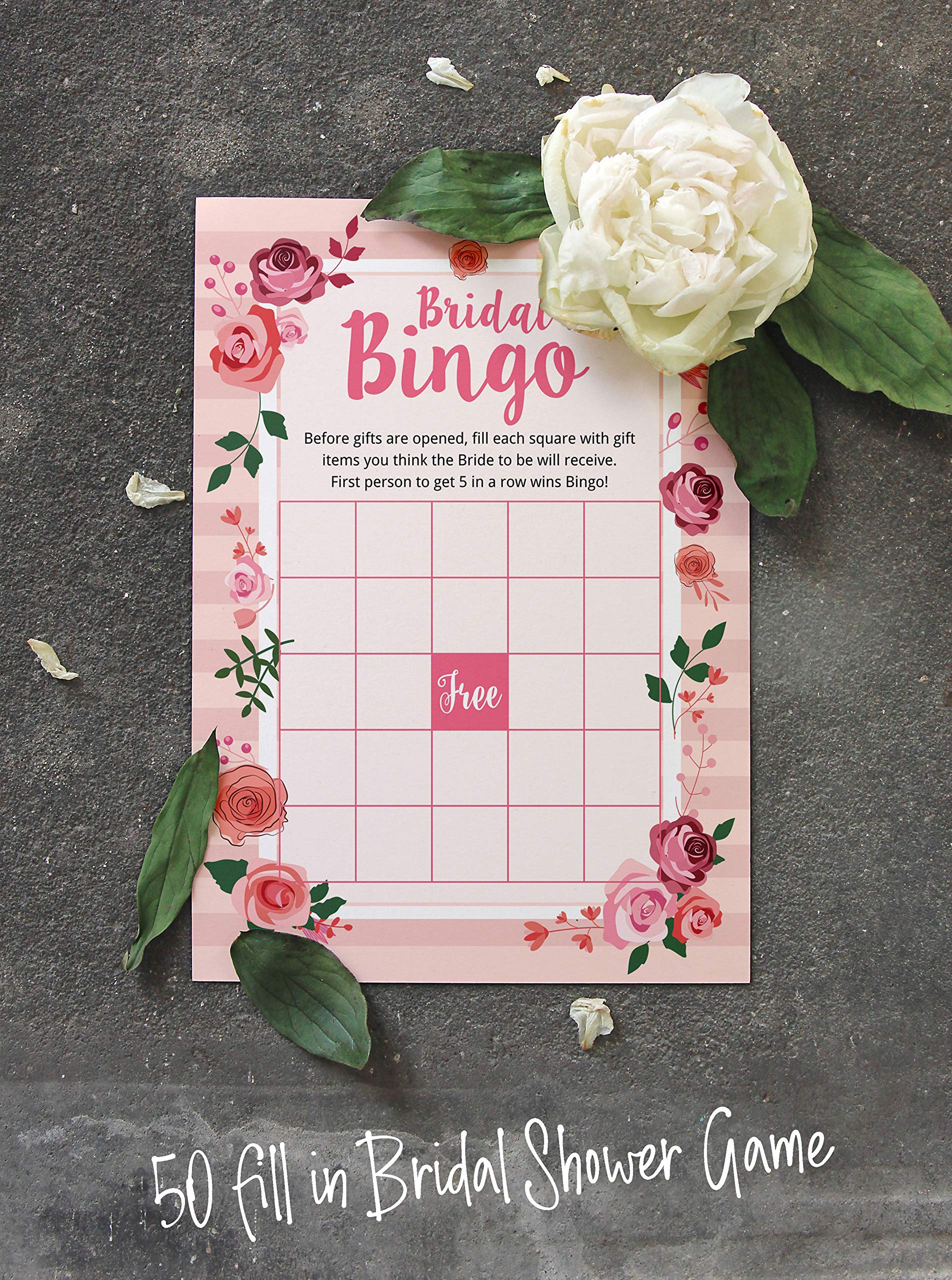 50 Floral Bingo Game Cards - Blank Fill-in Cards For Bridal Showers, Weddings & Parties, 5x7 Inches - View #6