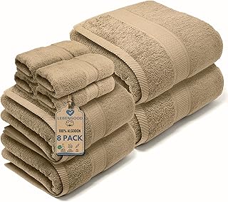 LEBENGOOD Juego de Toallas Baño Completo 100% Algodón Premium 550gsm | 4 Toallas Tocador (30x30), 2 Toallas Lavabo (50x9...