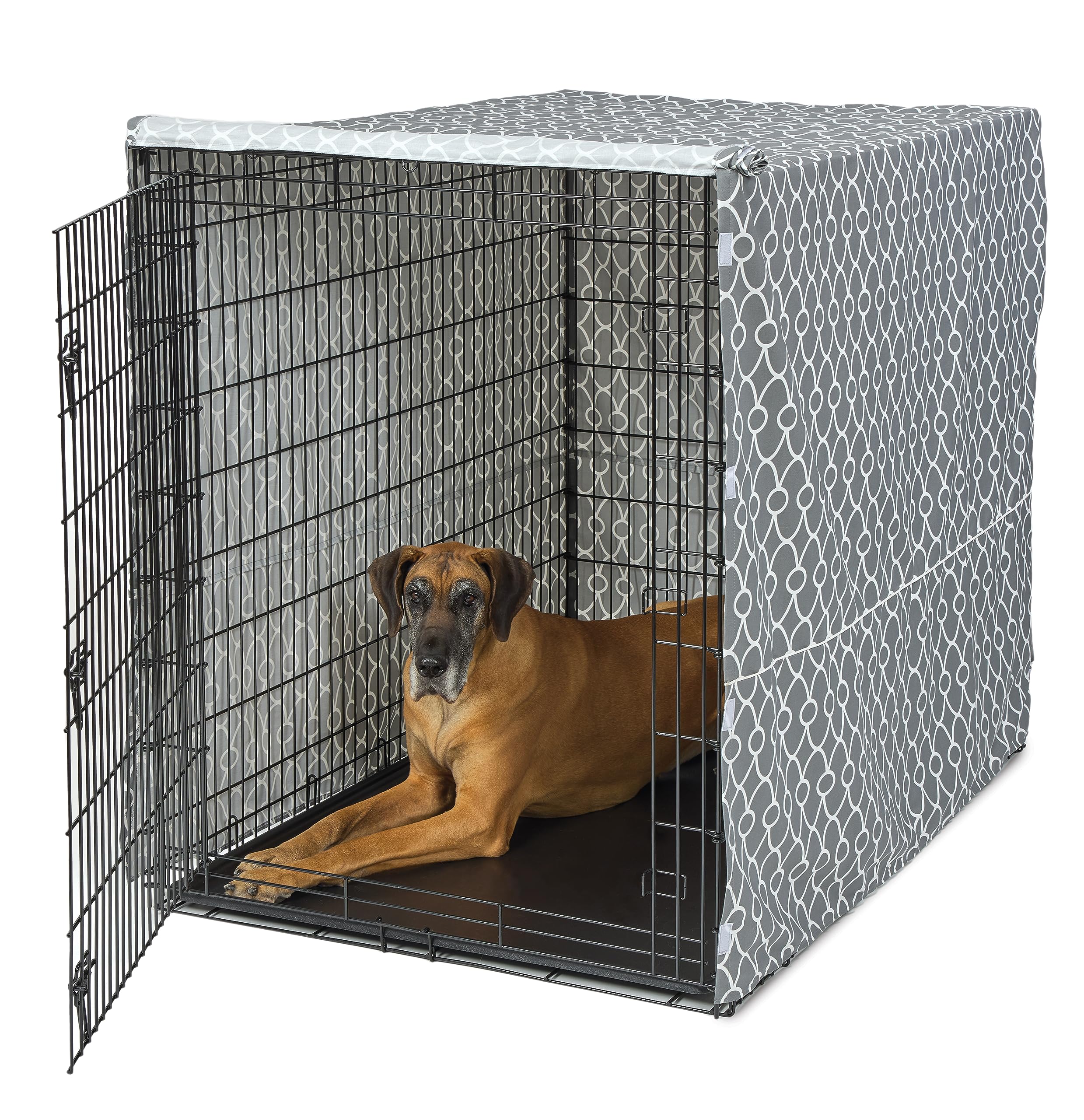 MidWest Homes for Pets Dog Crate Cover, Privacy Dog Crate Cover Fits Midwest Dog Crates, Crate Cover Only; Machine Wash & Dry; Gray Geo Print; 54 inch