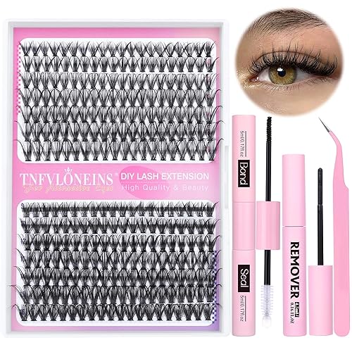 Miniatura 8 de TNFVLONEINS - Kit de extensión de pestañas para bricolaje, rizo D, kit de pestañas individuales de 0.315 a 0.630 pulgadas, racimos de pestañas con