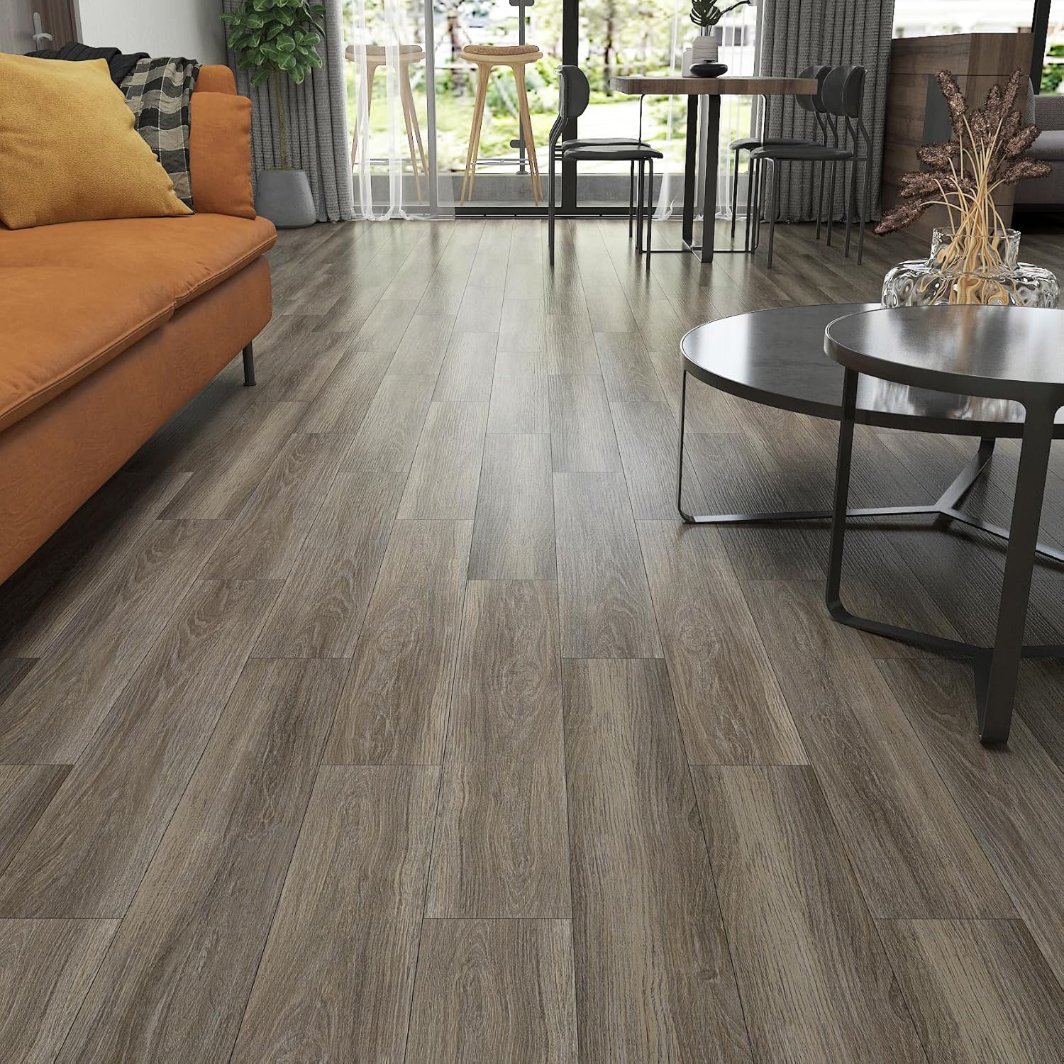 Decotalk Vinyl Flooring Tiles Wood Flooring Planks Peel and Stick Floor Tile Vinyl Flooring 6"x36" Flooring Floor Tiles Peel and Stick Waterproof 18 PCS Laminate Flooring Floor Tiles for Bathroom