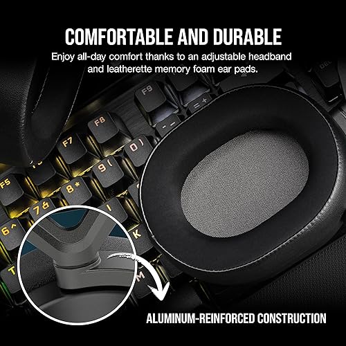 Miniatura 6 de Corsair Auriculares inalámbricos para juegos HS65 - Auriculares inalámbricos de baja latencia de 2.4 GHz o Bluetooth, Dolby Audio 7.1 sonido