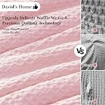 David's Home Waffle Weave Comforter Set 3PCS Queen Size, Soft Breathable Lightweight Warm for All Season, Elegant Aesthetic Home Decor Bedding Set Collection, 1 Comforter with 2 Pillow Shams, Pink