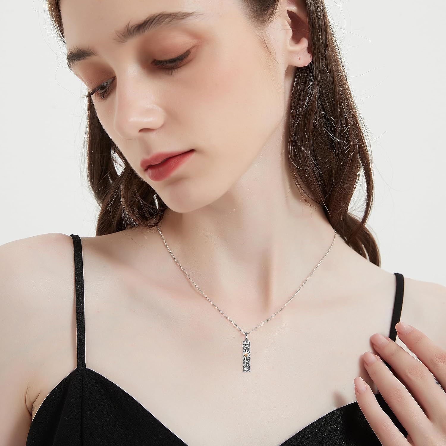 Flower Celtic Urn Necklace Cylinder Bar Heart Shaped Urn Necklace for Ashes 925 Sterling Silver Pendant Necklace Keepsake for Ashes Memory Keepsake Cremation Jewelry for Women - Image 4