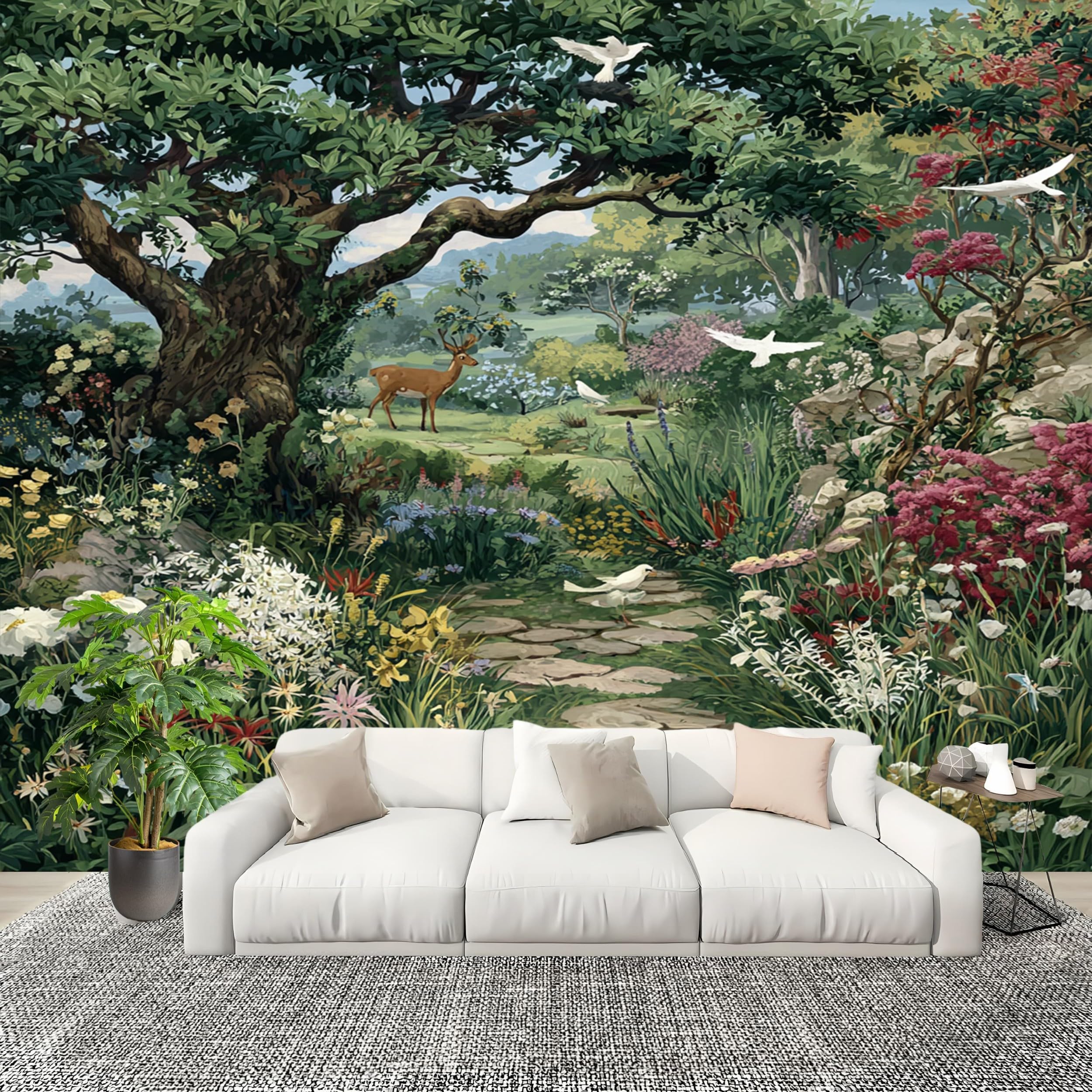 Papier Peint 400x280cm Animaux Cache Imperfections Mur Intissé