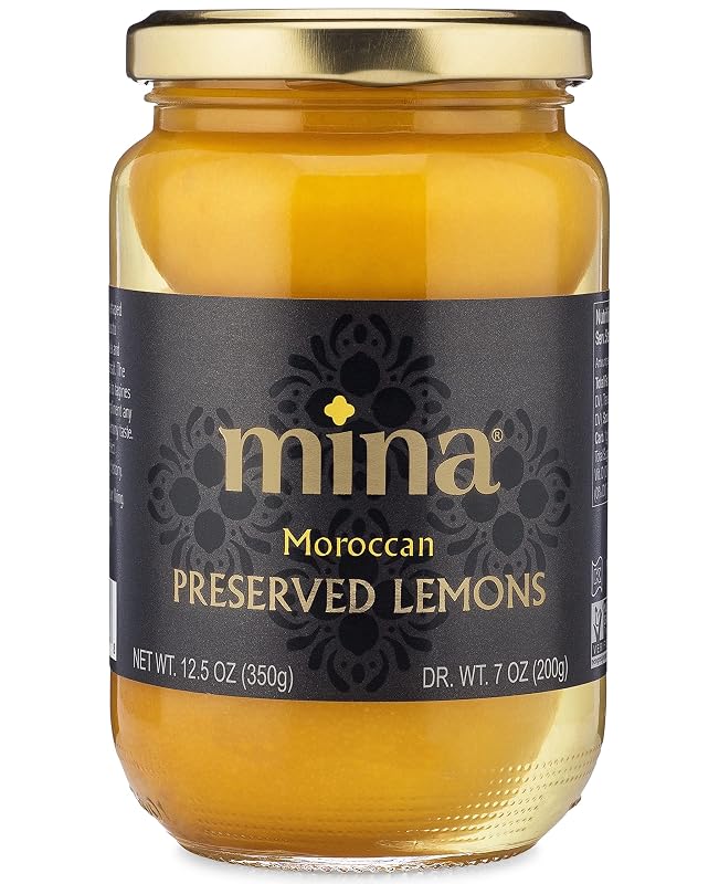 Mina Preserved Lemons - 12.5 Ounce, Authentic Moroccan Preserved Lemons, Ideal for Tagine, Couscous, Salads, Non-GMO, Vegan, Keto, Kosher, Gluten Free