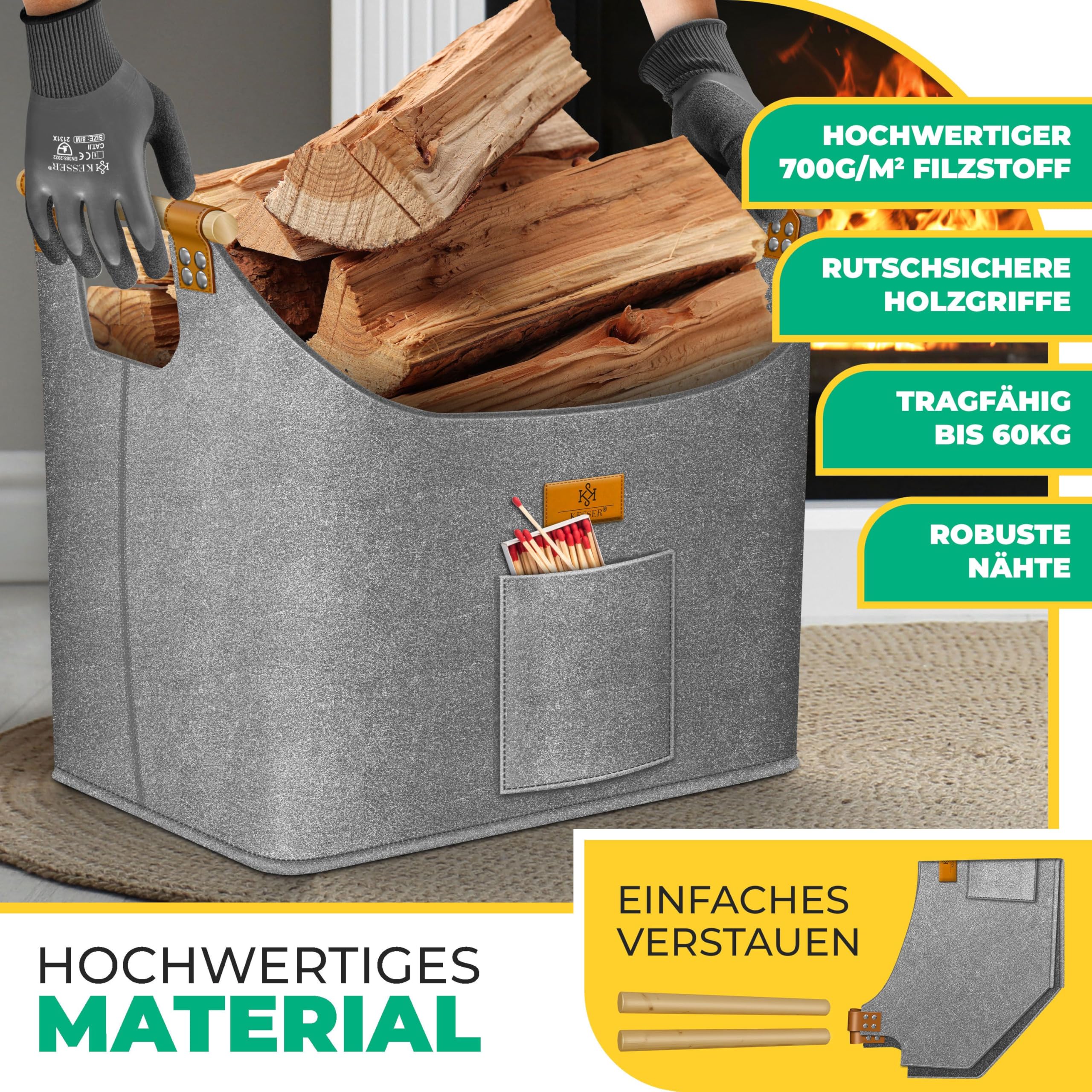 KESSER haardhoutmand zak extra dik 90L