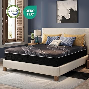 CH CHARME HOUSE Bamboo-Charcoal Queen Memory Foam Mattress 12 Inch, with Liquid Gel for Cooling Sleep and Pressure Relief, Bed in a Box, Made in USA CertiPUR-US Certified, 60'x80'x12', Black