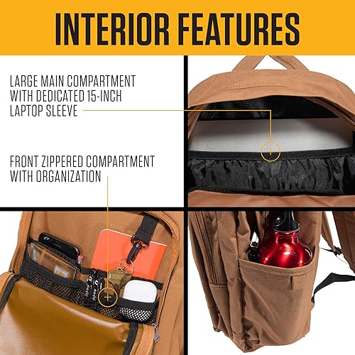 Miniatura 3 de Carhartt Mochila clásica para laptop de 25 L, duradera y resistente al agua con funda para laptop de 15 pulgadas y múltiples compartimentos