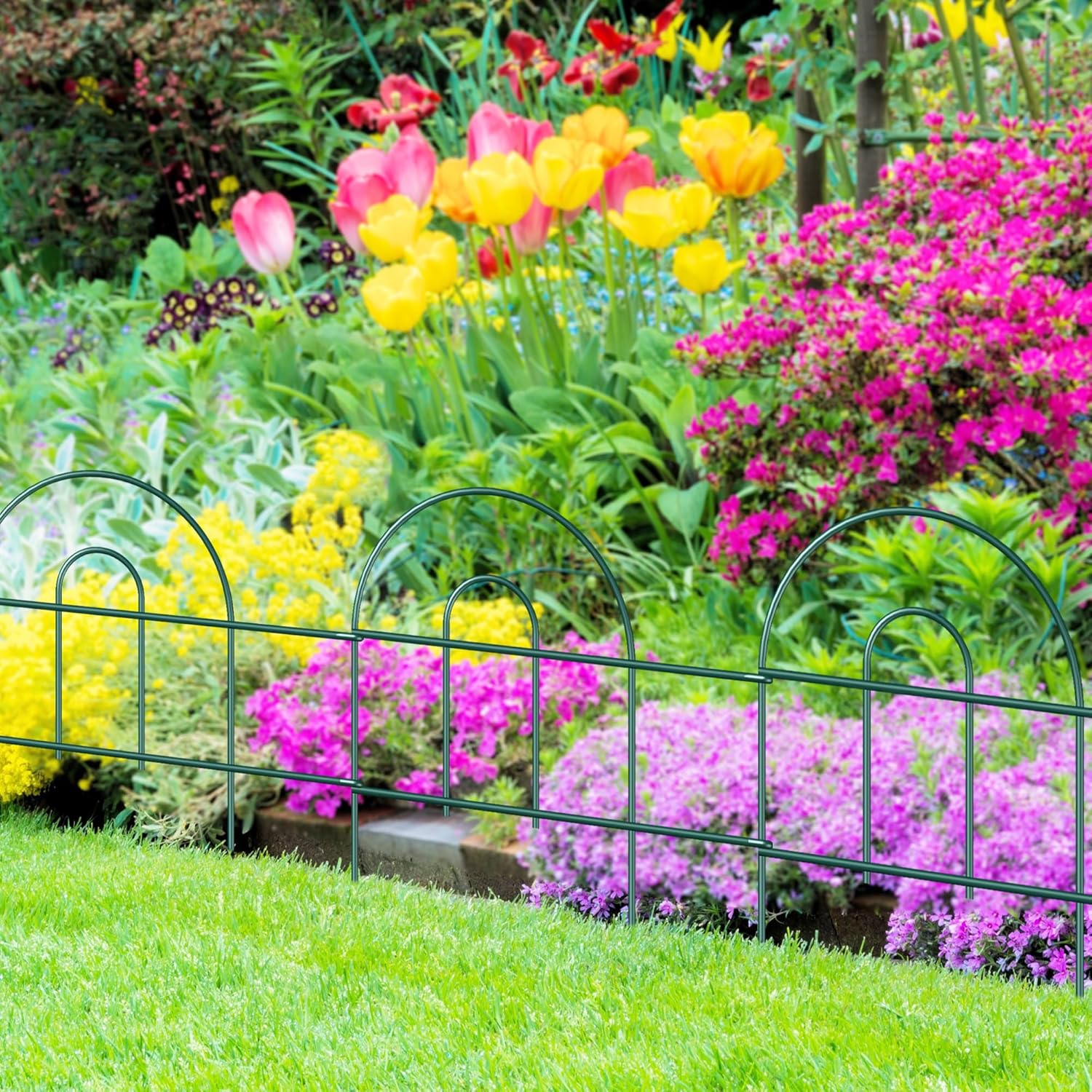 FOREHOGAR Decorative Garden Folding Border Fence, Metal Wire Edging Flower Fence Panel 18in X20ft Outdoor Patio Landscape