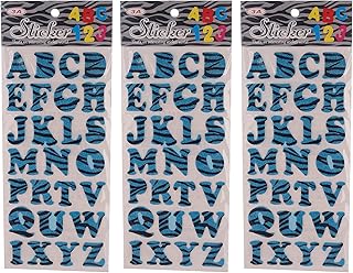 3A 3A-5087-Turquoise & Black8 English Letters Foam Sticker Set of 3 - Turquoise and Black 2440-10
