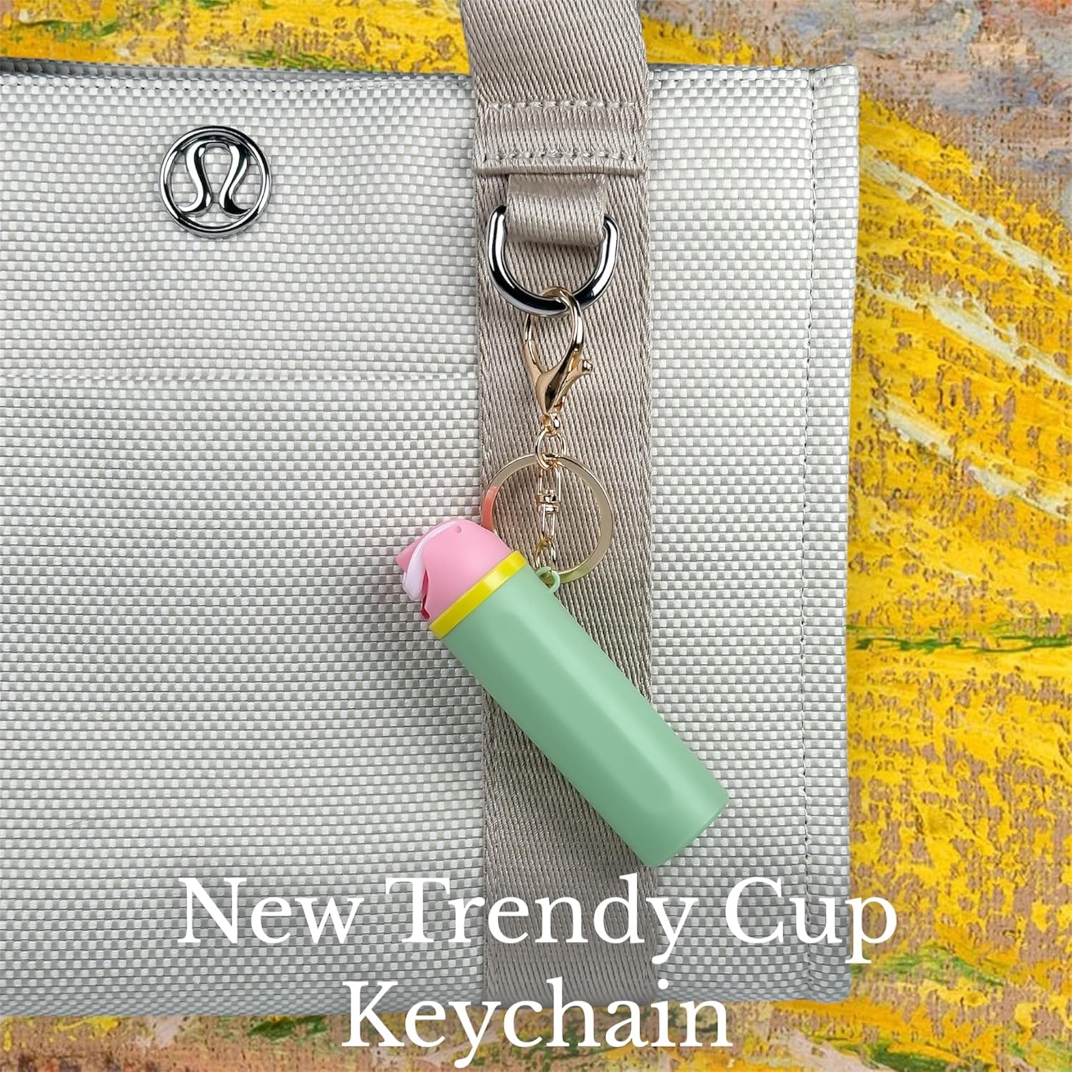 Mini Trendy Bottle Keychain Accessories Compatible with Owala Water Cute Tumbler Cup Chapstick Lip Balm Holder Charms
