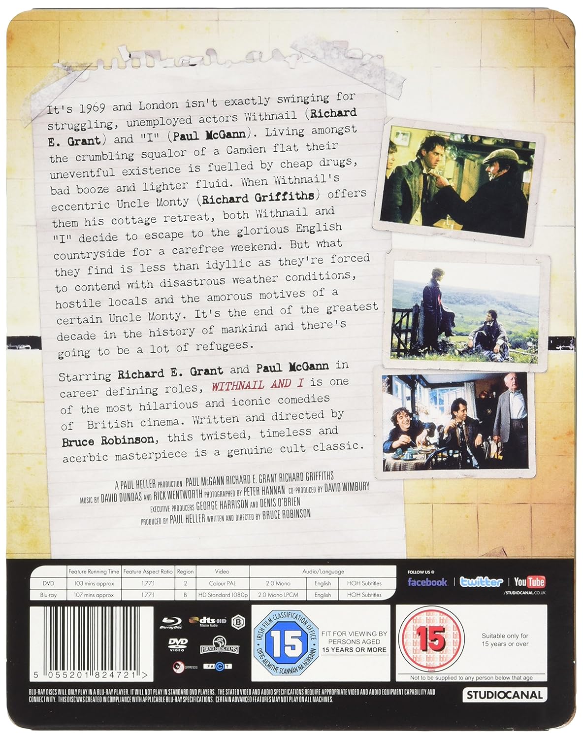 Withnail and I - Limited Edition Embossed Steelbook - Double Play (Blu-Ray and DVD) Blu-ray