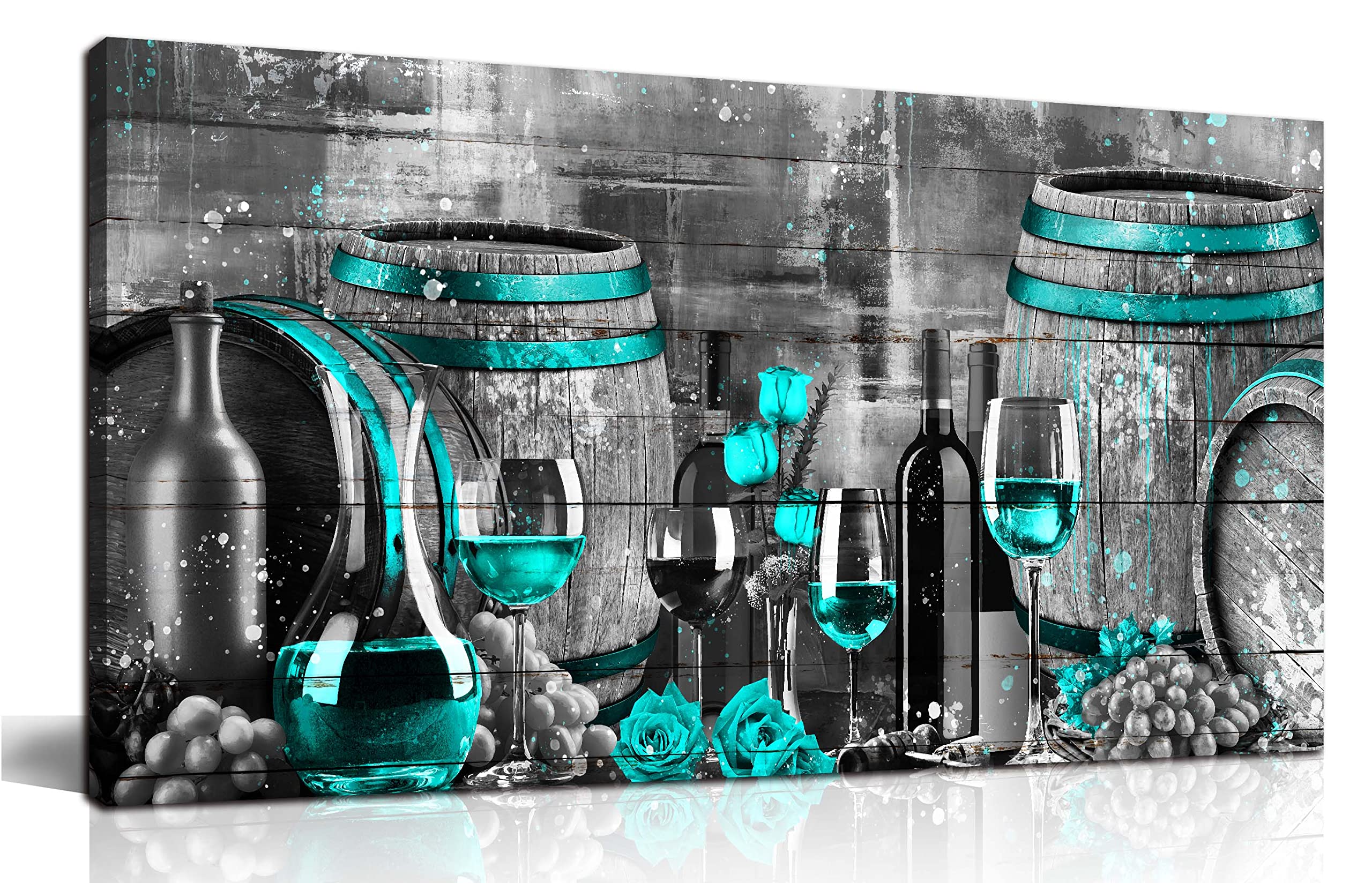 aburaeart Teal Kitchen Wall Decor Wine Decor for Kitchen