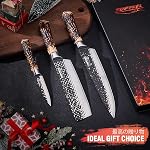 Topfeel Kitchen Knife Set, 3 PCS Japanese Chef Knife Set, Hand Forged High Carbon Stainless Steel Knives Sets,Ultra Sharp Professional Chef Knives Sets with Unique Antler-Like Handle
