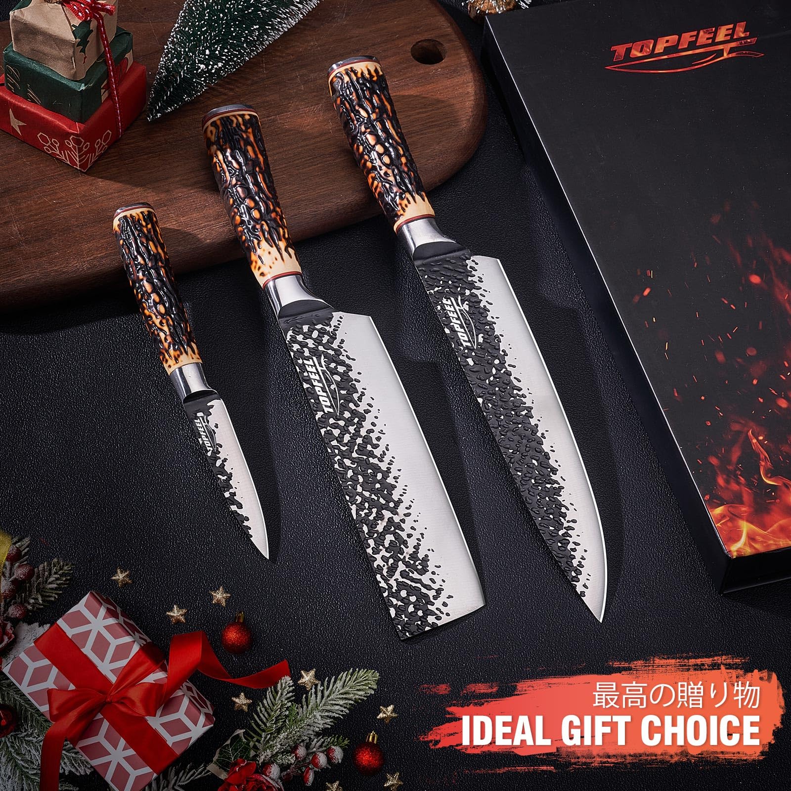 Topfeel Kitchen Knife Set 3 PCS, Hand Forged Japanese Chef Knife Set — Amazon image 6