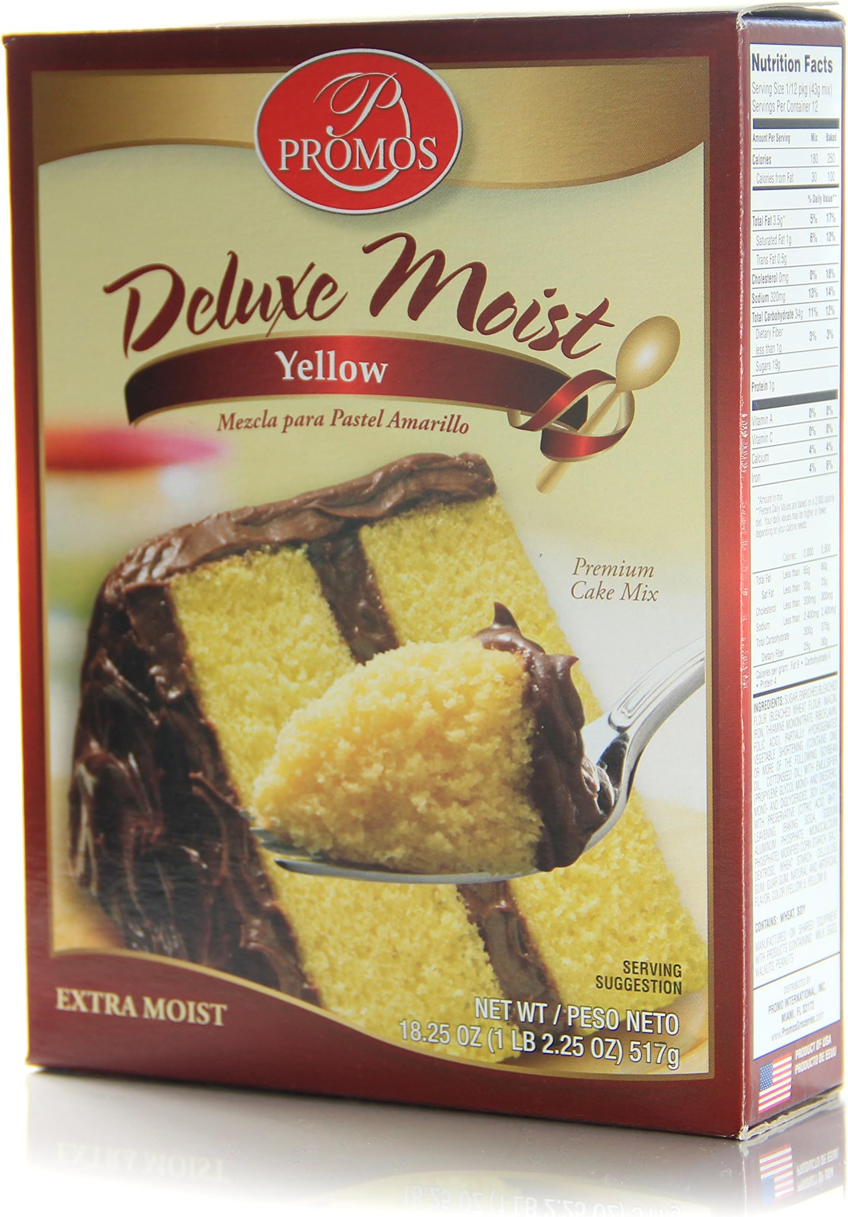 PROMOS DELUXE MOIST YELLOW CAKE MIX 18.25oz. (12 in a case).