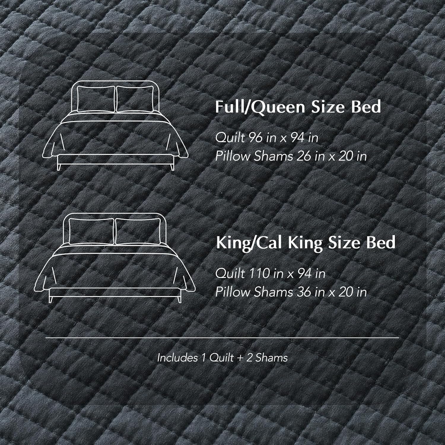 EverGrace 100% Cotton Quilt Queen Size, Pre-Washed Modern Grid Stitch Lightweight Bedspread Coverlet for All Season, Oversized 3-Piece Bedding Set with 2 Pillow Shams, Midnight Blue