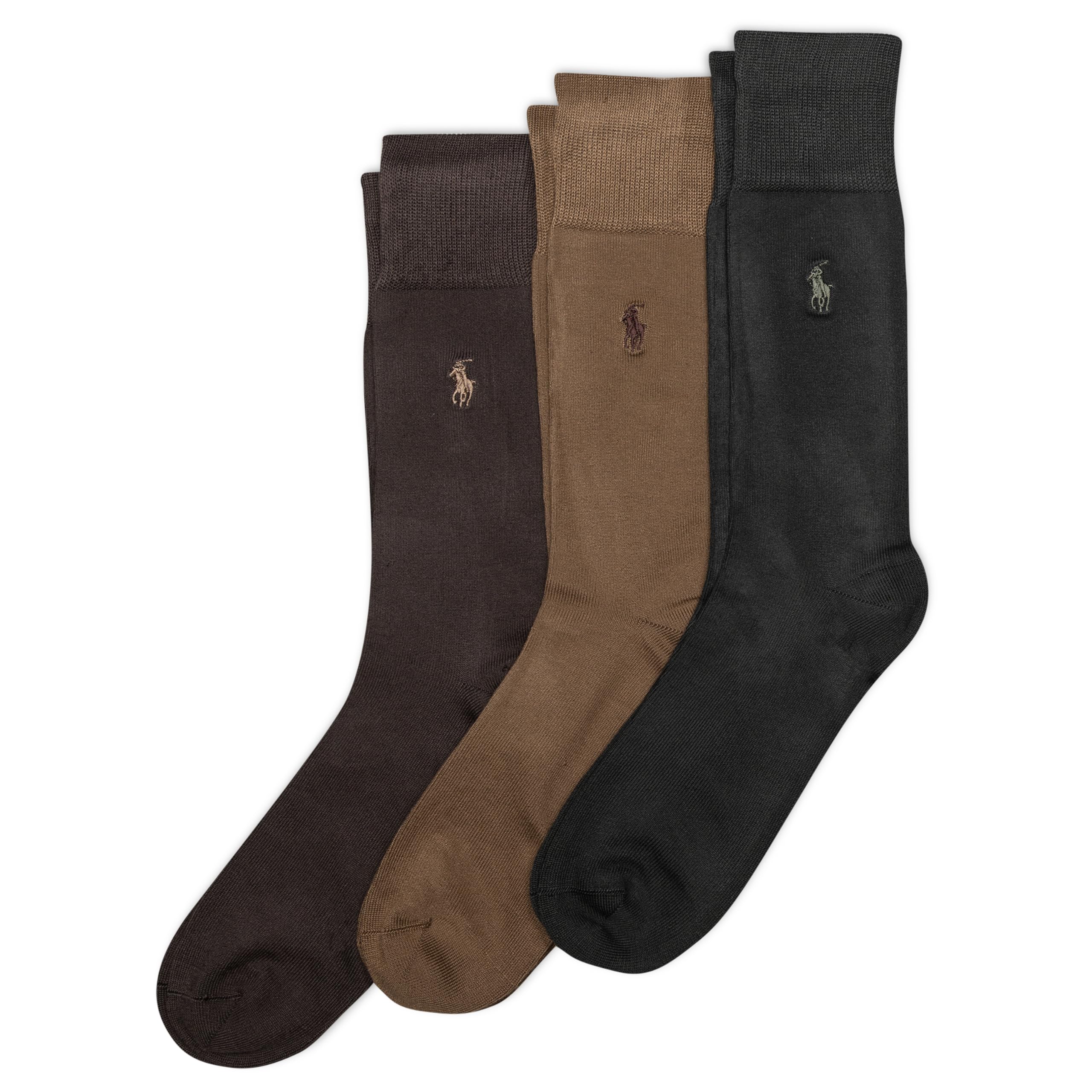 Polo Ralph Lauren Men's Super Soft Flat Dress Crew Socks-3 Pair Pack-Heel-Toe Reinforcement