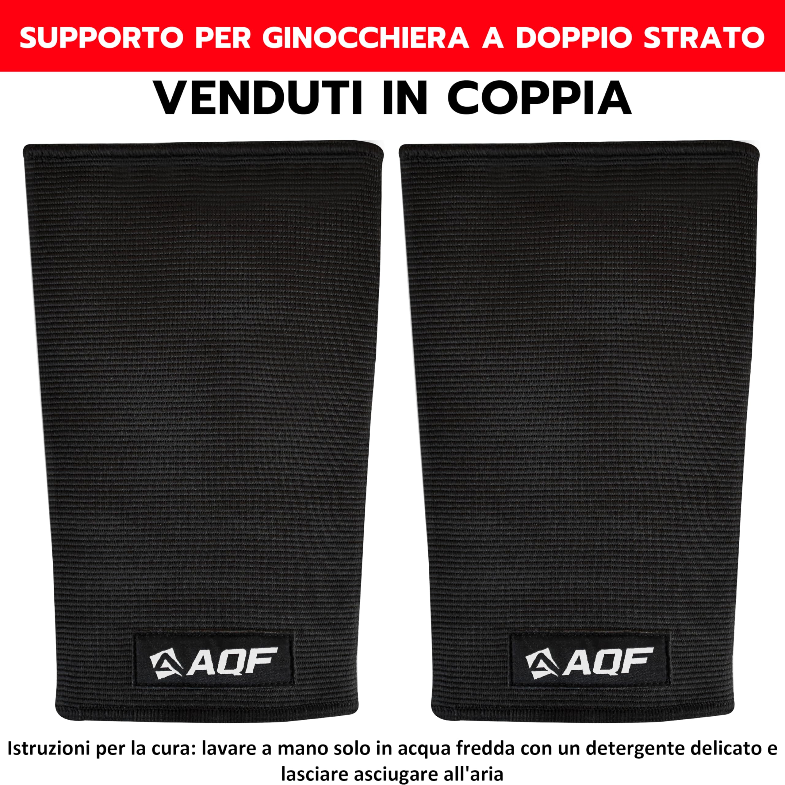 AQF Ginocchiere Palestra - Singolo, Doppio e Triplo Ginocchiere Powerlifting - Ginocchiere Uomo e Donna, Knee Support for Stacchi, Squat, & Pallavolo
