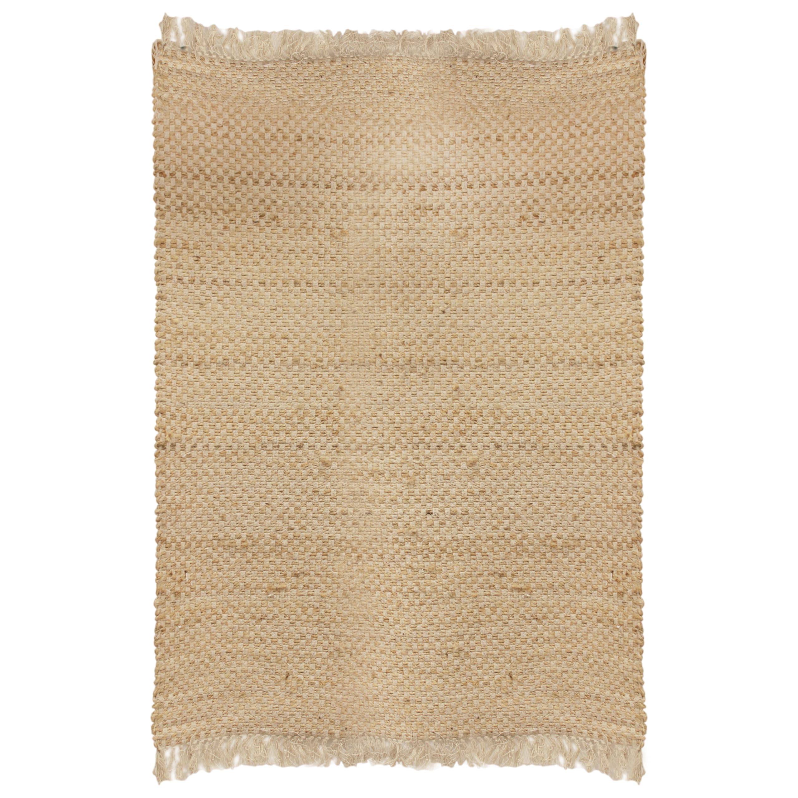 HOME DECO FACTORY - Tx9026 - Tapis en Toile de Jute avec Franges 120X170 cm Deco Textile D'Interieur Tapis Decoration