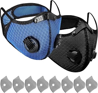 Threlaco 2/4/8 Pack Dust Mask Reusable Respirator Face Mask with Activated Carbon Filters for Woodworking Mowing Dust