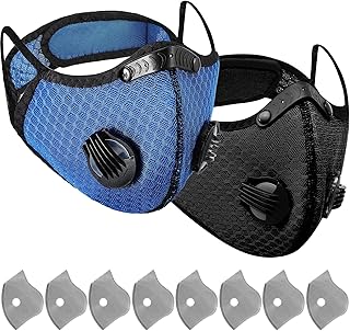 Dust Mask Reusable | Respirator Face Mask with Activated Carbon Filters, for Woodworking Mowing Sanding Dust Protection, Adjustable Straps
