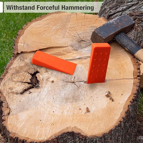 UNCO- Tree Felling Wedges with Spikes, 4Pack, 5.5" & 8" Wedges with Storage Bag, Splitting Wedge, Plastic Wedges, Logging Tools and Equipment, Chainsaw Wedges for Trees - 5