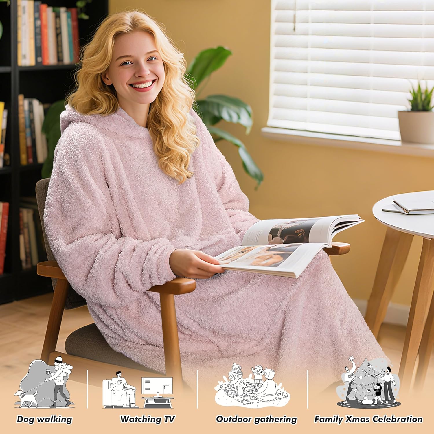 Catalonia Oversized Blanket Hoodie Sweatshirt, Wearable Lounging Fleece Pullover, Gift for Adults Women Men Kids Wife - Image 2