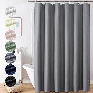 OVZME Berry Extra Long Grey Shower Curtain 96 Inch Long, 3D Embossed Texture Fabric Bathroom Shower Curtain, Large Hotel Bath Curtain with 12 Holes, Washable Cloth Shower Curtains, 72x96, Grey