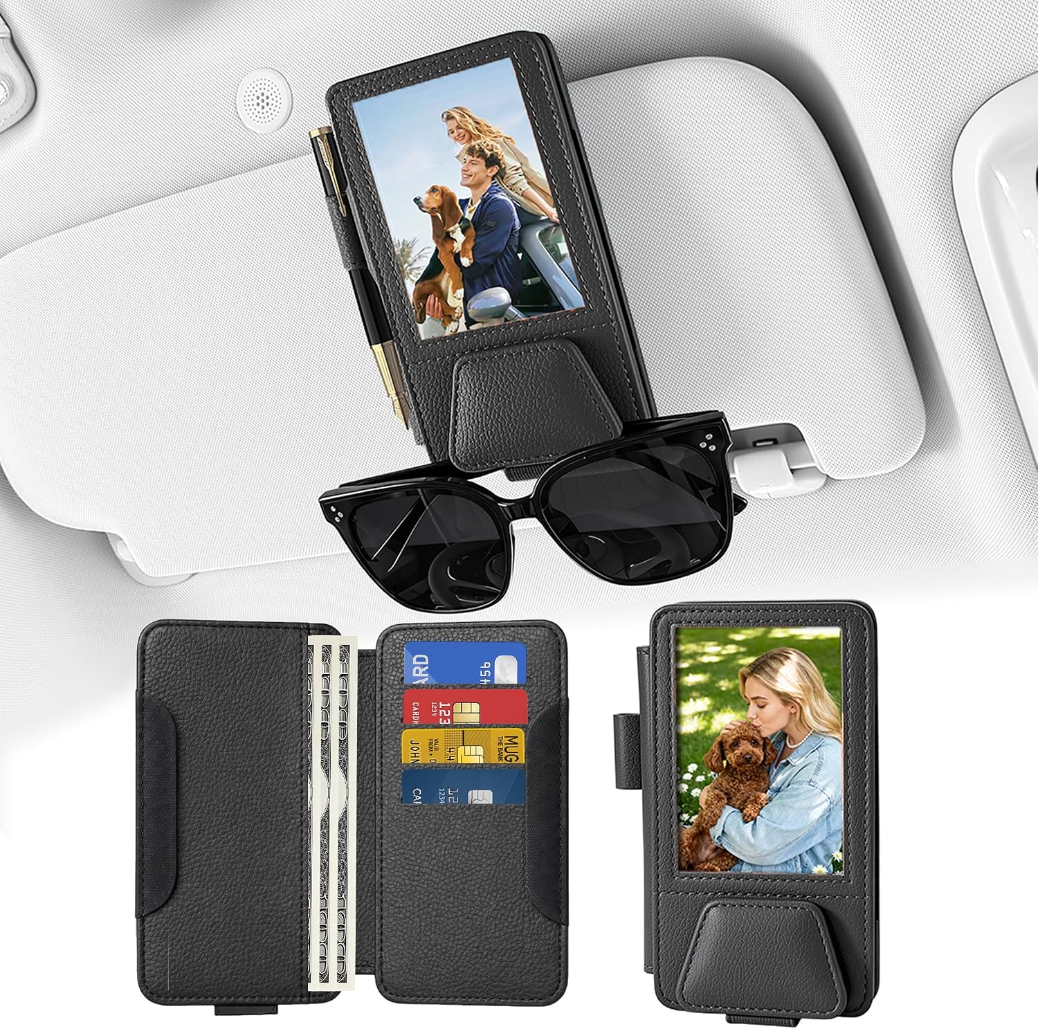 HOLDCY Car Visor Organizer with Registration Holder and Sunglasses Clip