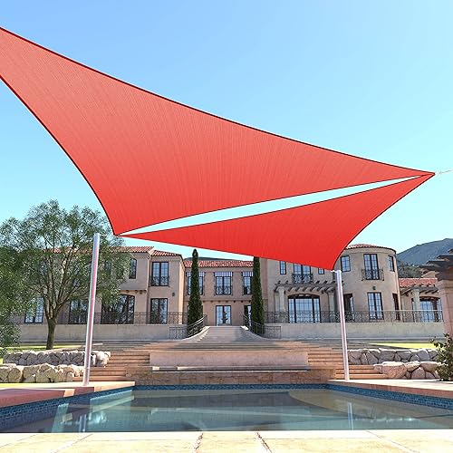 ShadeMart Toldo parasol tipo vela de 24 x 24 x 33.9 pies, pantalla de tela triangular derecha, permeable al agua y resistente a los rayos UV,