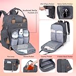 Sac à dos à couches avec matelas à langer portable, étui à tétine et sangles pour poussette