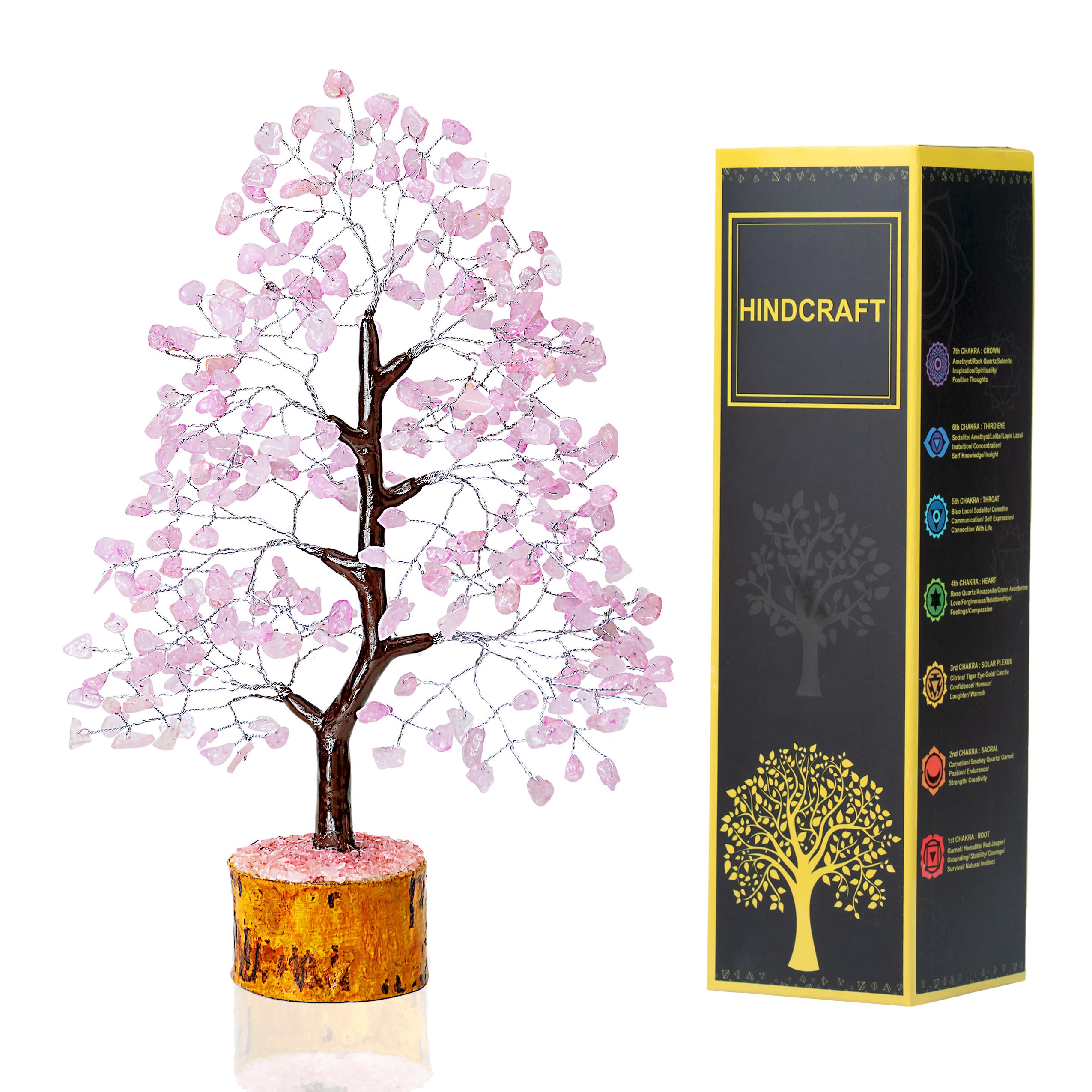 Crystal Tree - Showpiece for Home Decor - Feng Shui Seven Chakra Tree - Home Decorations - 7 Chakra Tree - Marriage Gift Items - Antique Home Decor - 10-12 Inch (Rose Quartz (Silver Wire))-image-11