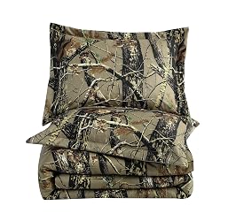 Chezmoi Collection Salem 2-Piece Cabin Lodge Forest Woods Comforter Set - Nature Camo Tree Leaves Printed Soft Microfiber Bedding - Natural, Twin