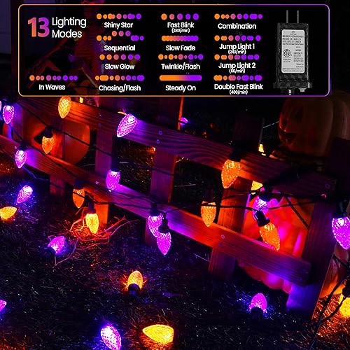 Miniatura 2 de Luces de Navidad C9, 50 luces LED para exteriores, extensibles, luces de hadas extensibles, impermeables, de alambre verde, decoración para patio,