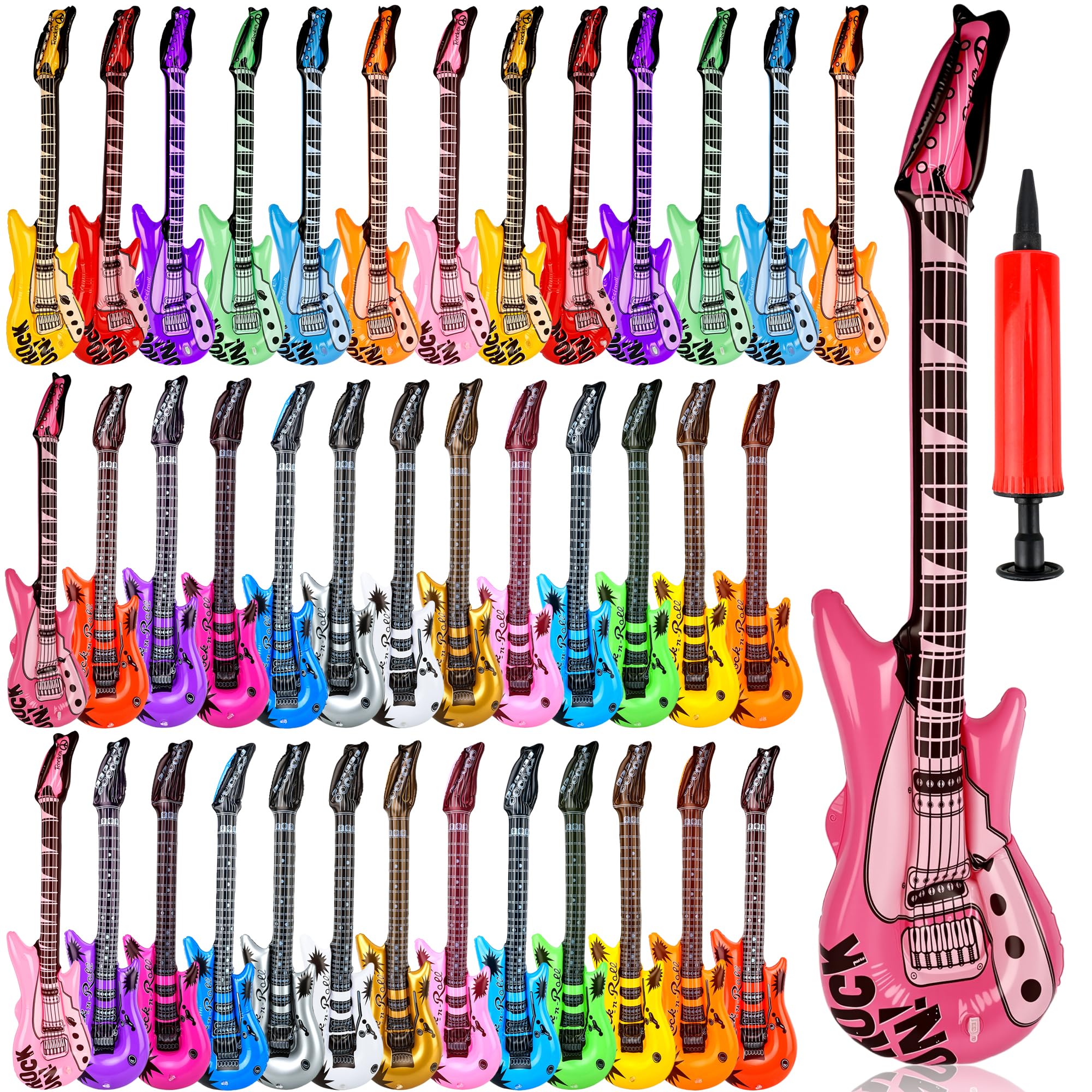 Bulk Inflatable Instruments Blow Up Fake Guitar Bulk Pack 40-Pack Inflatable Rock Star Guitars ...
