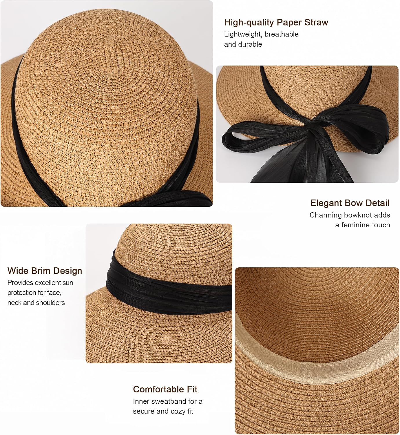 Summer Beach Hat for Women Straw Hats for Women Foldable Womens Sun Hats Outdoor Visor image 4