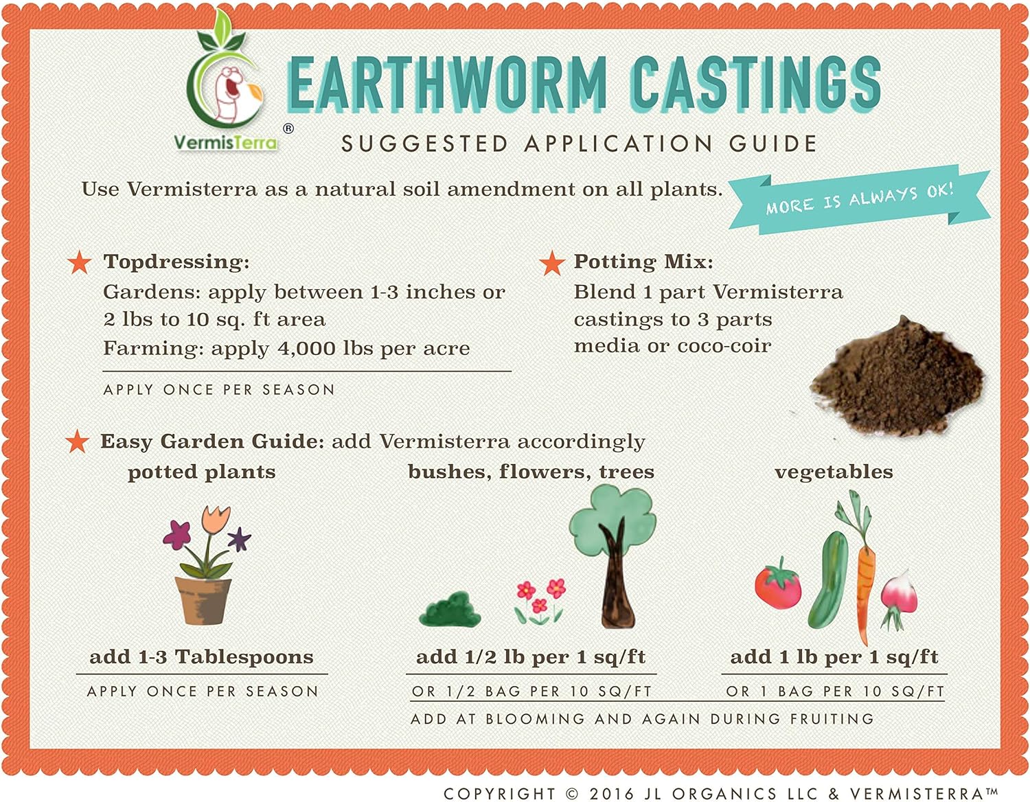 VermisTerra - Premium Earthworm Castings - Organic 10 LB, Very fine, Low Moisture Content, Easy to Spread. Seed Starting, propgation, Improve Soil Structure, Natural Plant Hormones for Fertility